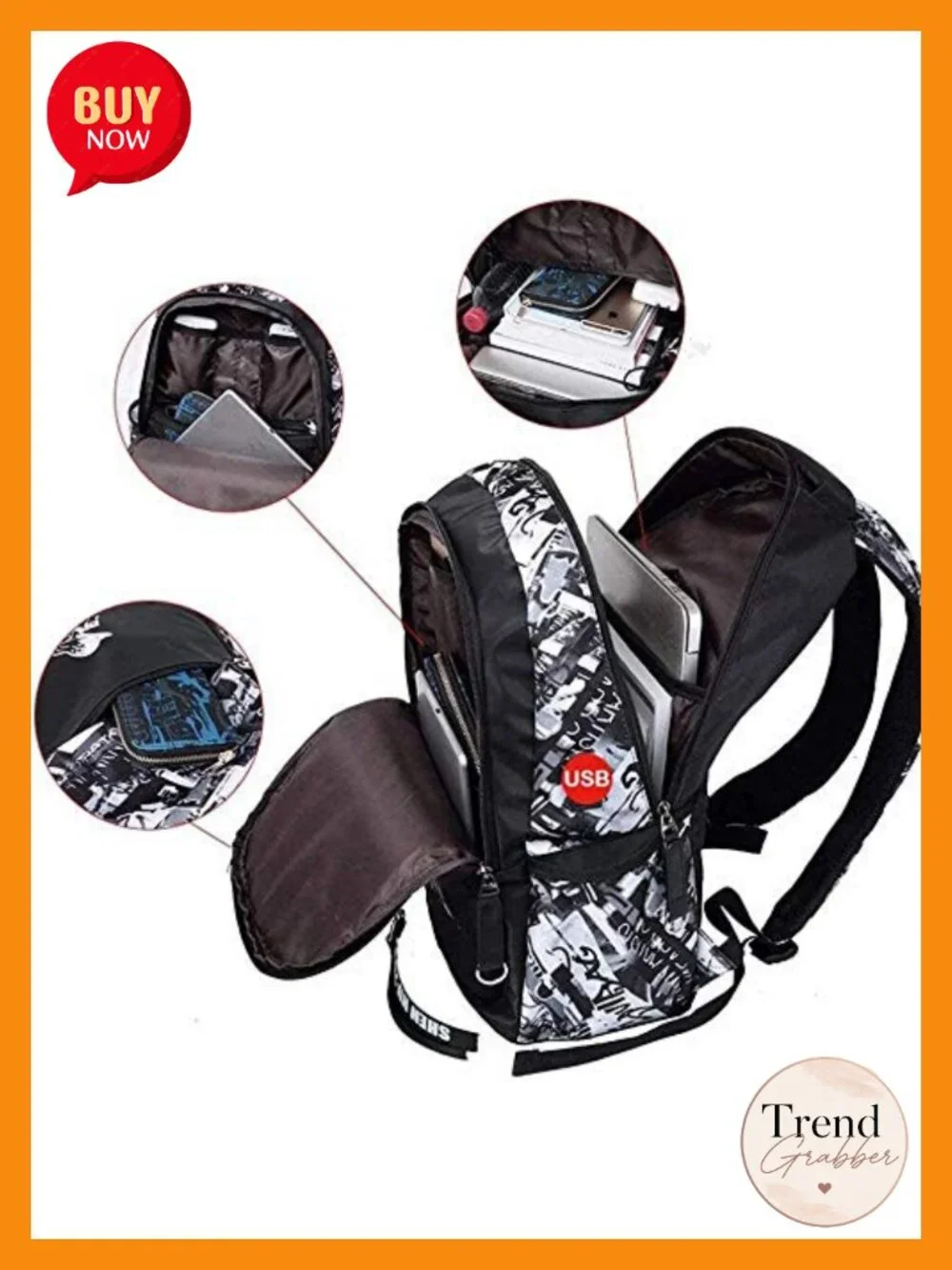 Nylon School Backpack for Boys Teenagers Large Daypack Reflective Outdoor